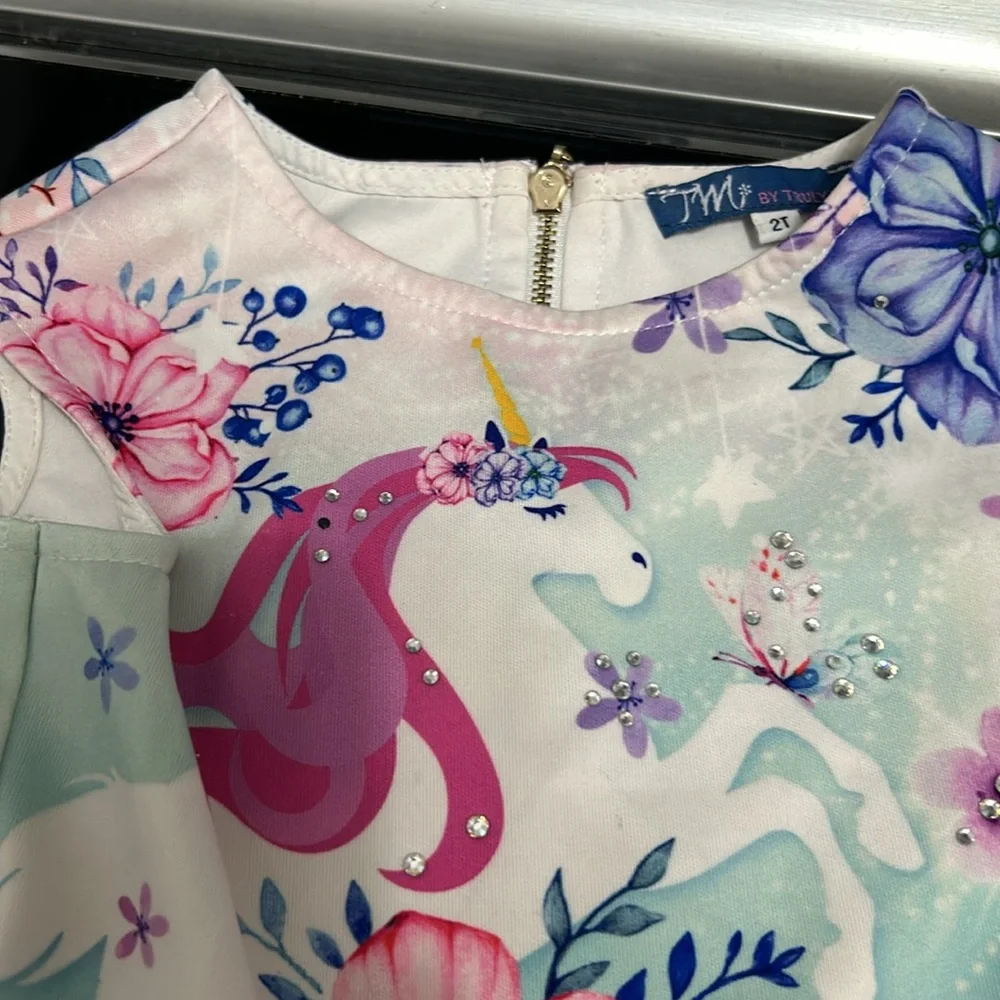 Girls 2T unicorn fit and flare dress